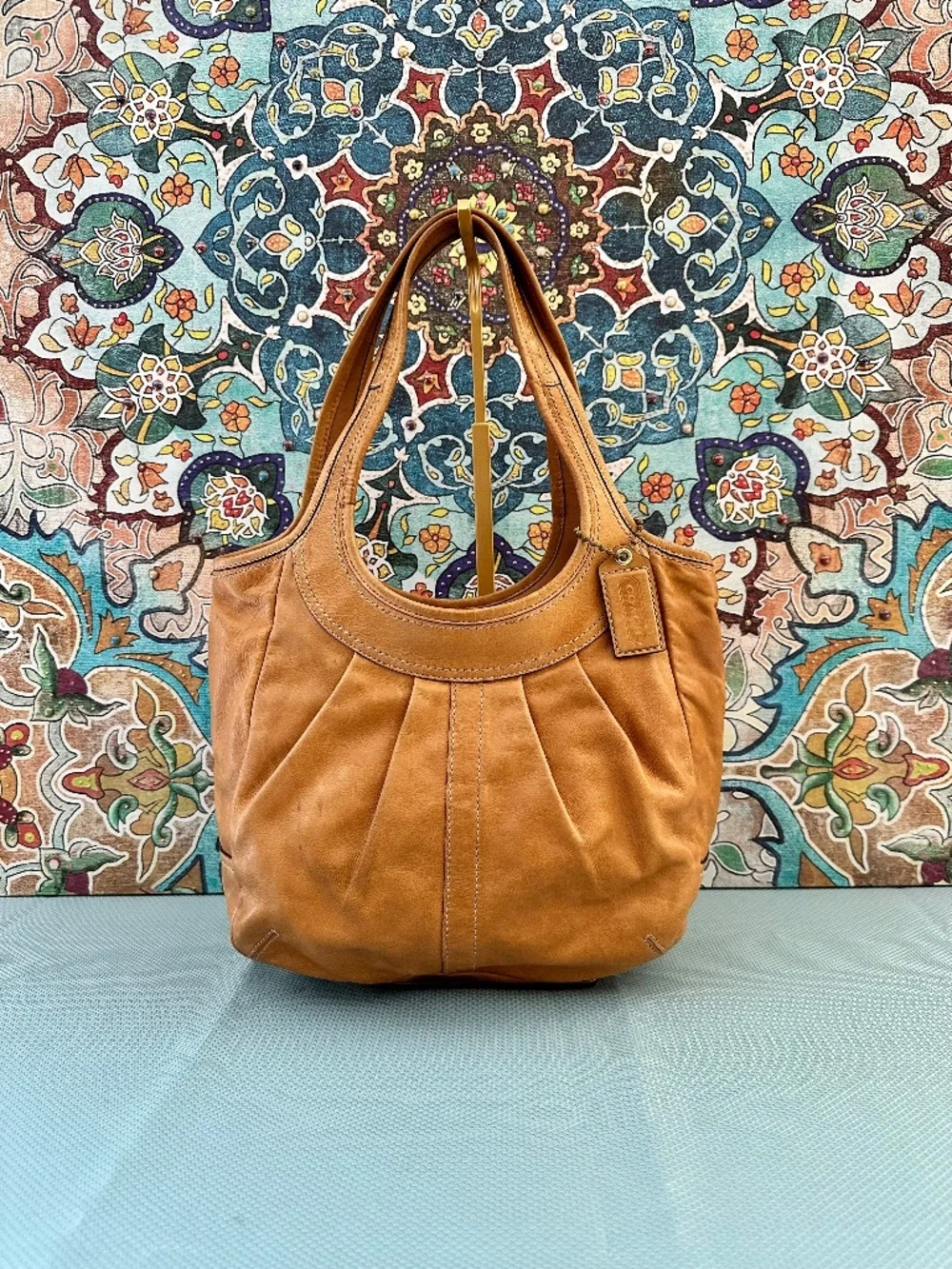 Coach Pleated Ergo Tote- Camel